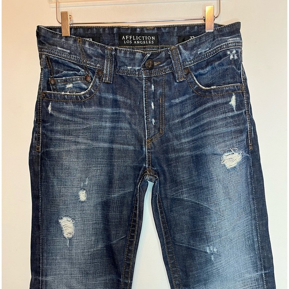 AFFLICTION COOPER RELAXED BOOT CUT BLUE JEANS Size Mens 32 - Picture 4 of 7
